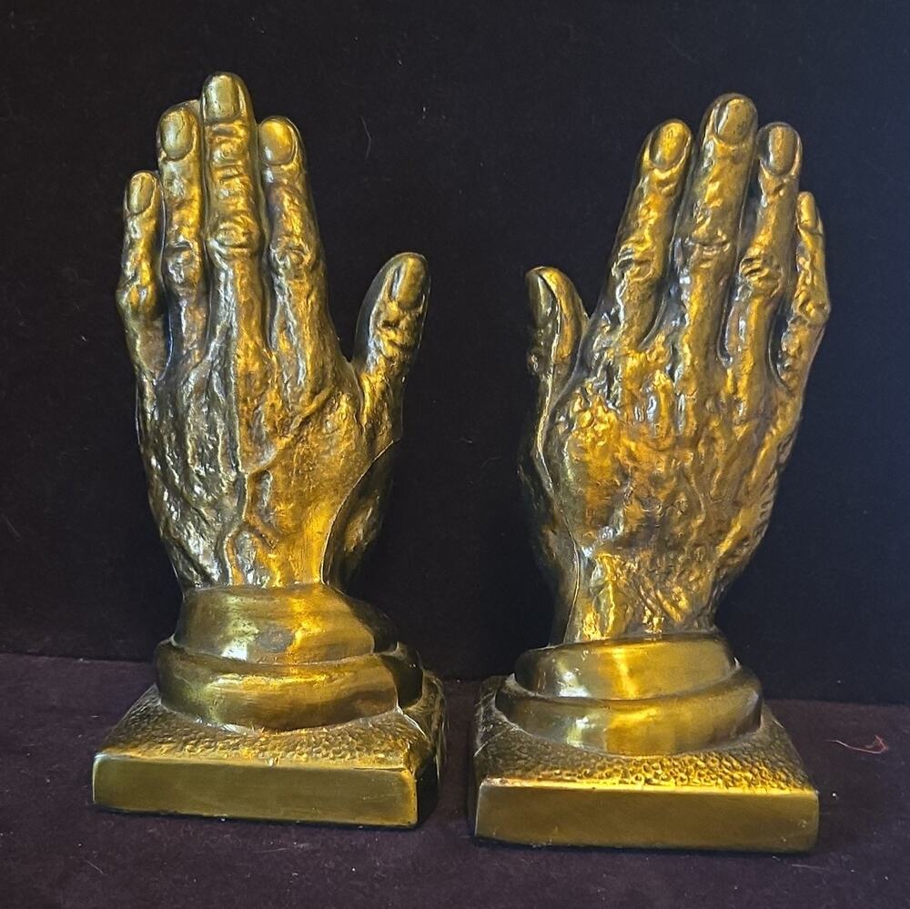 Metal Hands with gold finish Theme Bookends Set of 2